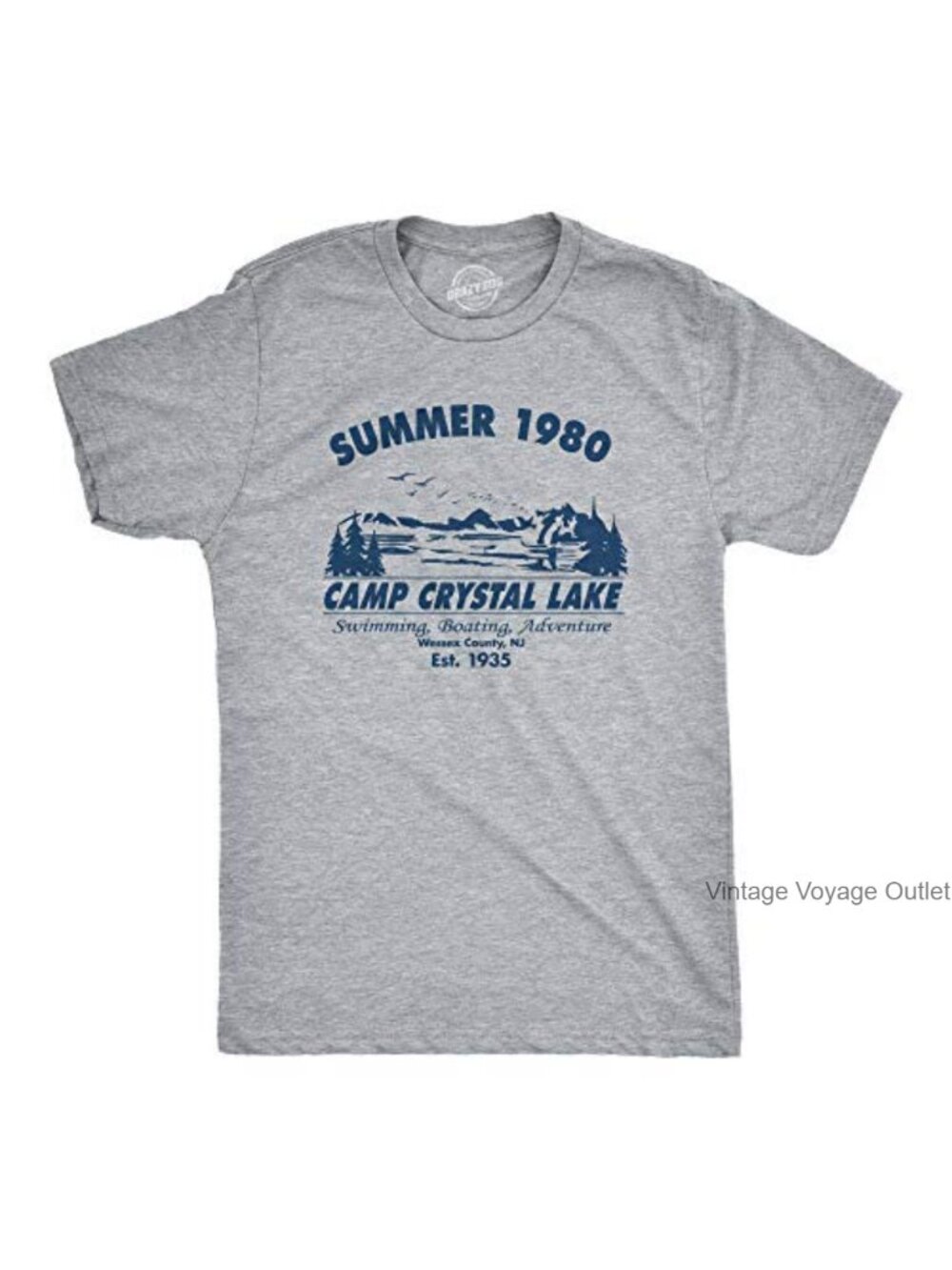 Men's Novelty Halloween T-Shirt Short Sleeve Crew Neck Camp Crystal Lake Retro